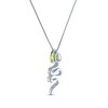 Thumbnail Image 2 of Pear-Shaped Peridot & White Lab-Created Sapphire Snake Necklace Sterling Silver 18"