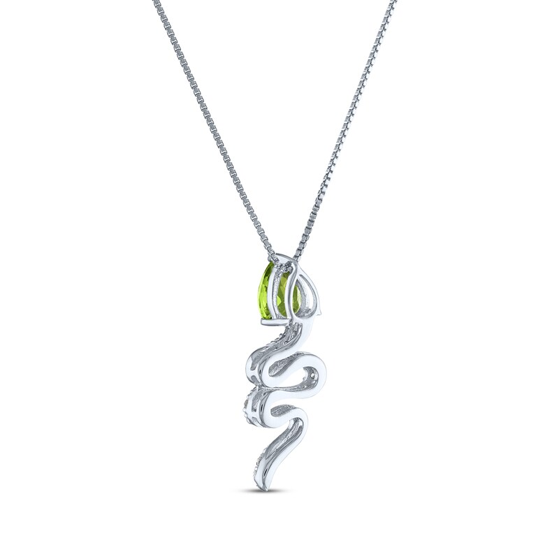 Pear-Shaped Peridot & White Lab-Created Sapphire Snake Necklace Sterling Silver 18"