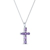 Thumbnail Image 1 of Oval-Cut Amethyst Cross Necklace Sterling Silver 18"