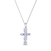 Thumbnail Image 2 of Oval-Cut Amethyst Cross Necklace Sterling Silver 18"