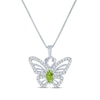 Thumbnail Image 1 of Marquise-Cut Peridot & White Lab-Created Sapphire Butterfly Necklace Sterling Silver 18"