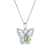 Thumbnail Image 2 of Marquise-Cut Peridot & White Lab-Created Sapphire Butterfly Necklace Sterling Silver 18"