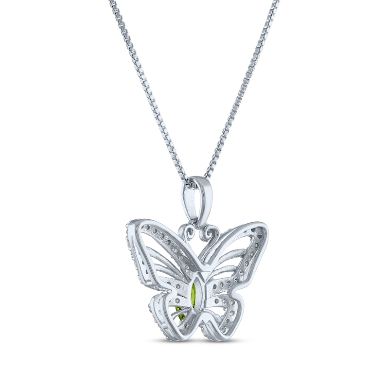 Main Image 3 of Marquise-Cut Peridot & White Lab-Created Sapphire Butterfly Necklace Sterling Silver 18"