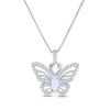 Thumbnail Image 1 of Marquise-Cut Lab-Created Opal & White Lab-Created Sapphire Butterfly Necklace Sterling Silver 18"