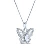 Thumbnail Image 2 of Marquise-Cut Lab-Created Opal & White Lab-Created Sapphire Butterfly Necklace Sterling Silver 18"