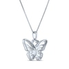 Thumbnail Image 3 of Marquise-Cut Lab-Created Opal & White Lab-Created Sapphire Butterfly Necklace Sterling Silver 18"