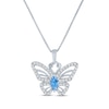 Thumbnail Image 1 of Marquise-Cut Swiss Blue Topaz & White Lab-Created Sapphire Butterfly Necklace Sterling Silver 18"