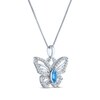 Thumbnail Image 2 of Marquise-Cut Swiss Blue Topaz & White Lab-Created Sapphire Butterfly Necklace Sterling Silver 18"