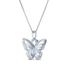 Thumbnail Image 3 of Marquise-Cut Swiss Blue Topaz & White Lab-Created Sapphire Butterfly Necklace Sterling Silver 18"