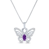 Thumbnail Image 0 of Marquise-Cut Amethyst & White Lab-Created Sapphire Butterfly Necklace Sterling Silver 18"