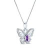 Thumbnail Image 1 of Marquise-Cut Amethyst & White Lab-Created Sapphire Butterfly Necklace Sterling Silver 18"
