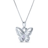 Thumbnail Image 2 of Marquise-Cut Amethyst & White Lab-Created Sapphire Butterfly Necklace Sterling Silver 18"