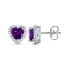 Thumbnail Image 3 of Heart-Shaped Amethyst & White Lab-Created Sapphire Stud Earrings Sterling Silver