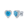 Thumbnail Image 1 of Heart-Shaped Swiss Blue Topaz & White Lab-Created Sapphire Stud Earrings Sterling Silver