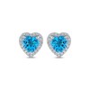 Thumbnail Image 2 of Heart-Shaped Swiss Blue Topaz & White Lab-Created Sapphire Stud Earrings Sterling Silver