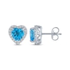 Thumbnail Image 3 of Heart-Shaped Swiss Blue Topaz & White Lab-Created Sapphire Stud Earrings Sterling Silver