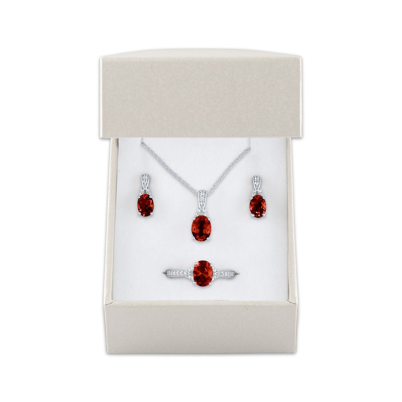 Main Image 5 of Oval-Cut Garnet & White Lab-Created Sapphire Gift Set Sterling Silver
