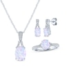 Thumbnail Image 1 of Oval-Cut Lab-Created Opal & White Lab-Created Sapphire Gift Set Sterling Silver