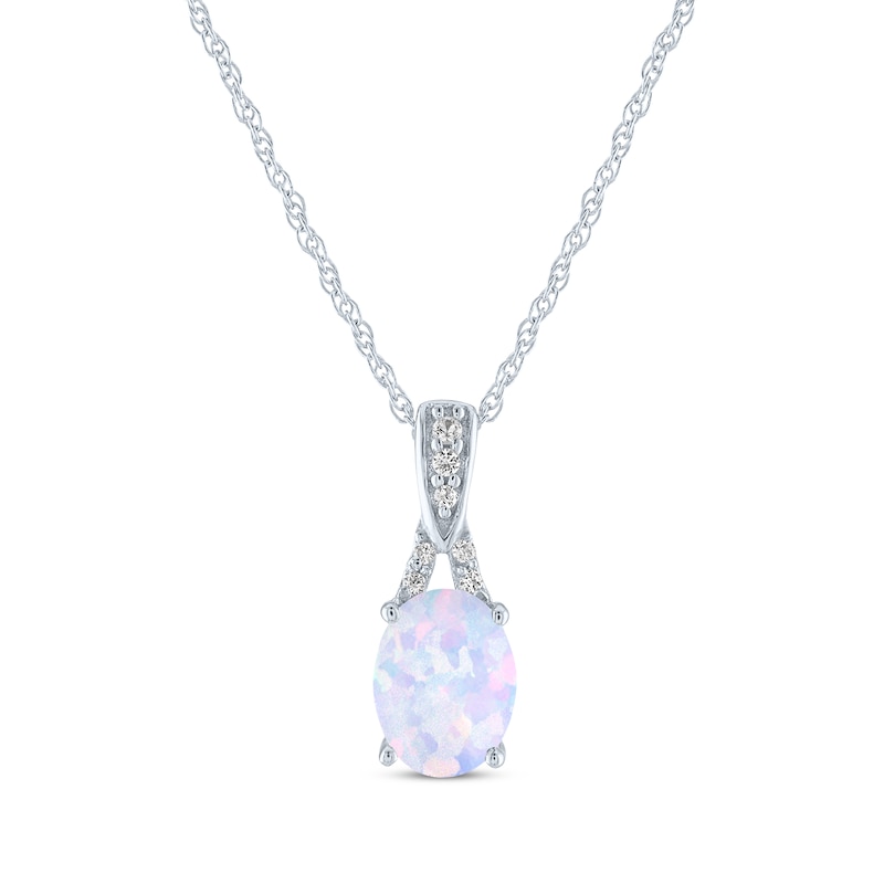 Main Image 2 of Oval-Cut Lab-Created Opal & White Lab-Created Sapphire Gift Set Sterling Silver