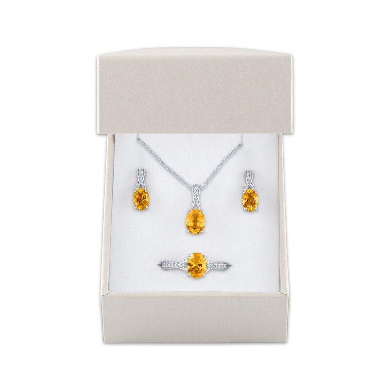 Main Image 5 of Oval-Cut Citrine & White Lab-Created Sapphire Gift Set Sterling Silver