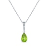 Thumbnail Image 2 of Pear-Shaped Peridot & White Lab-Created Sapphire Gift Set Sterling Silver - Size 7
