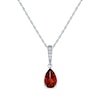 Thumbnail Image 2 of Pear-Shaped Garnet & White Lab-Created Sapphire Gift Set Sterling Silver - Size 7