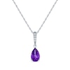 Thumbnail Image 2 of Pear-Shaped Amethyst & White Lab-Created Sapphire Gift Set Sterling Silver - Size 7