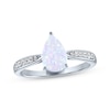 Thumbnail Image 3 of Pear-Shaped Lab-Created Opal & White Lab-Created Sapphire Gift Set Sterling Silver - Size 7