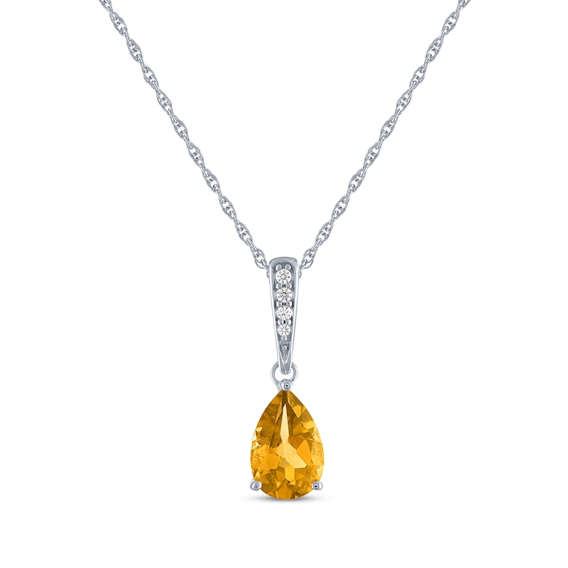 Main Image 2 of Pear-Shaped Citrine & White Lab-Created Sapphire Gift Set Sterling Silver - Size 7