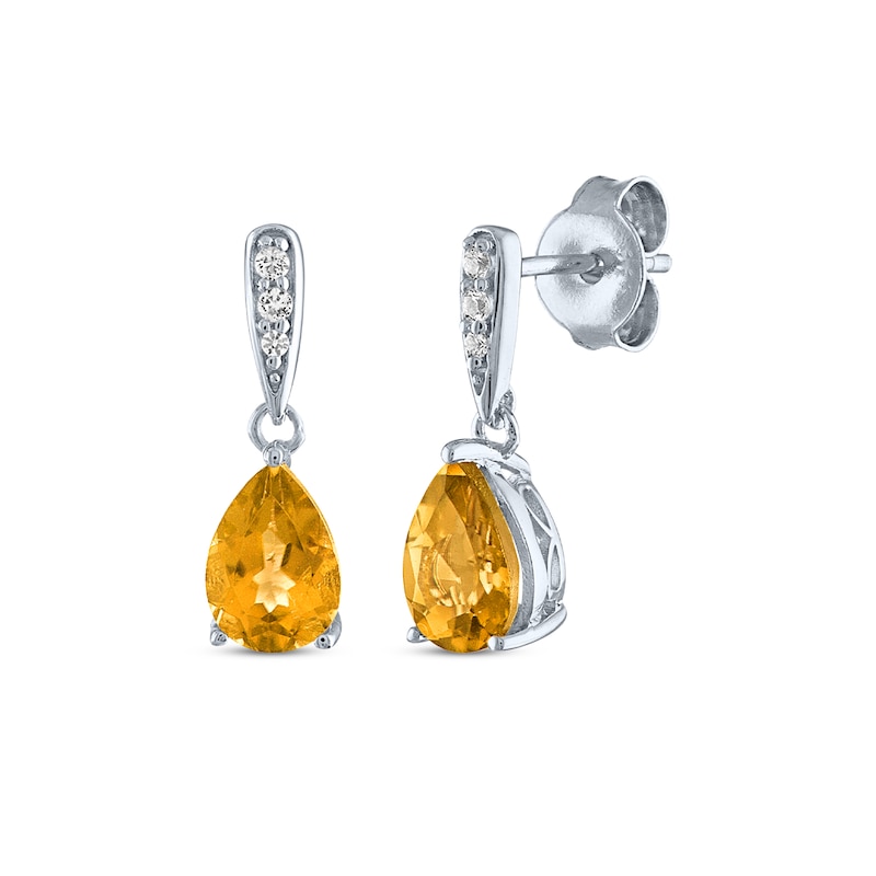 Main Image 4 of Pear-Shaped Citrine & White Lab-Created Sapphire Gift Set Sterling Silver - Size 7
