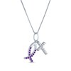 Thumbnail Image 2 of Amethyst & White Lab-Created Sapphire Cross & Ichthus Necklace Sterling Silver 18"