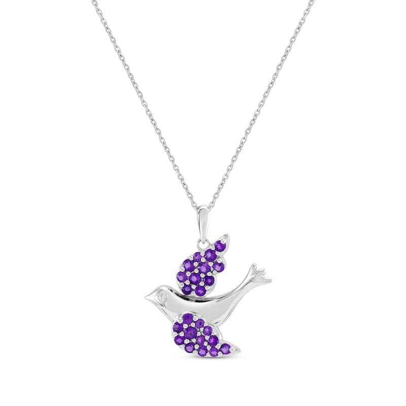 Main Image 1 of Amethyst Dove Necklace Sterling Silver 18"