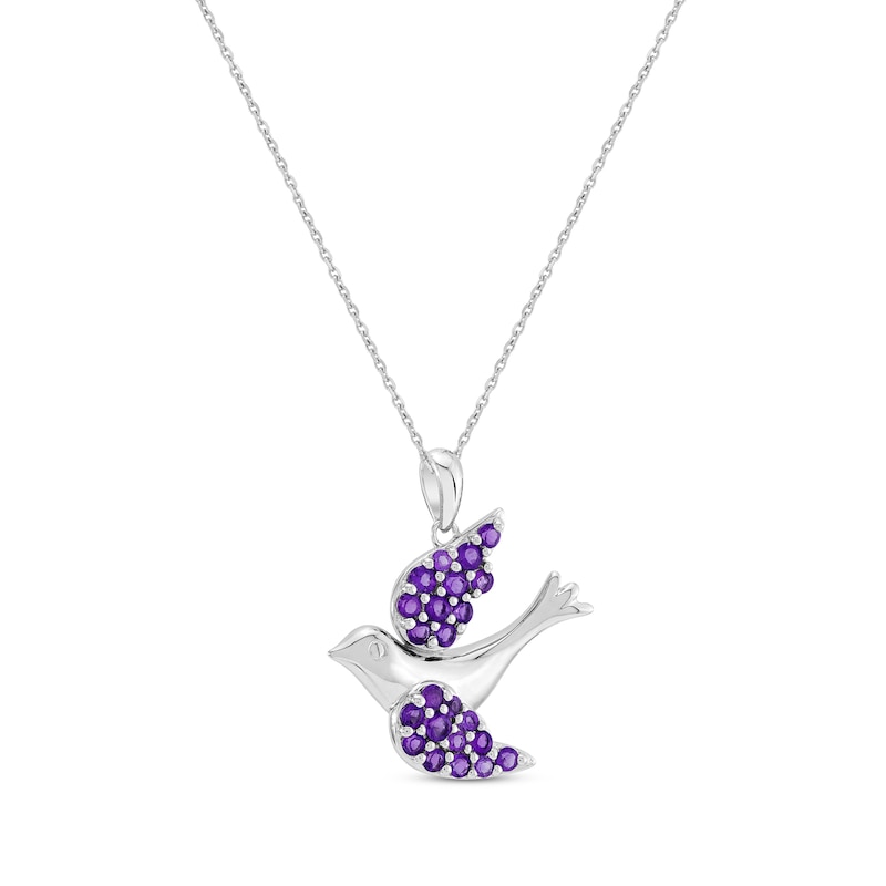 Main Image 2 of Amethyst Dove Necklace Sterling Silver 18"