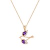 Thumbnail Image 2 of Pear-Shaped Amethyst & White Lab-Created Sapphire Dove Necklace 10K Rose Gold 18"