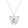 Thumbnail Image 2 of Marquise-Cut Swiss Blue Topaz & White Lab-Created Sapphire Butterfly Necklace Sterling Silver 18"