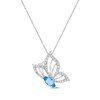 Thumbnail Image 1 of Marquise-Cut Swiss Blue Topaz & White Lab-Created Sapphire Butterfly in Flight Necklace Sterling Silver 18"