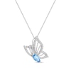 Thumbnail Image 2 of Marquise-Cut Swiss Blue Topaz & White Lab-Created Sapphire Butterfly in Flight Necklace Sterling Silver 18"