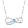 Thumbnail Image 1 of Oval-Cut Swiss Blue Topaz & White Lab-Created Sapphire "Mom" Infinity Necklace Sterling Silver 18"