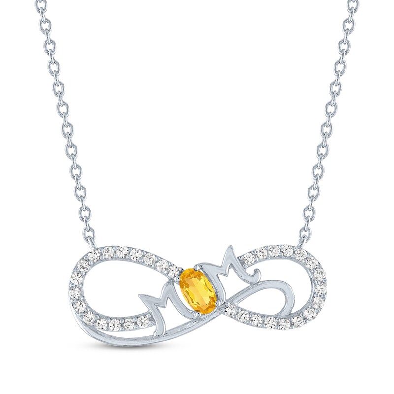 Main Image 1 of Oval-Cut Citrine & White Lab-Created Sapphire "Mom" Infinity Necklace Sterling Silver 18"