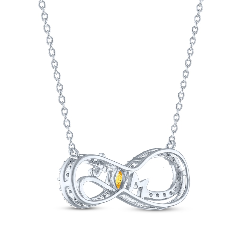 Main Image 3 of Oval-Cut Citrine & White Lab-Created Sapphire "Mom" Infinity Necklace Sterling Silver 18"