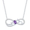 Thumbnail Image 1 of Oval-Cut Amethyst & White Lab-Created Sapphire "Mom" Infinity Necklace Sterling Silver 18"