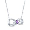 Thumbnail Image 2 of Oval-Cut Amethyst & White Lab-Created Sapphire "Mom" Infinity Necklace Sterling Silver 18"