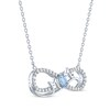 Thumbnail Image 2 of Oval-Cut Aquamarine & White Lab-Created Sapphire "Mom" Infinity Necklace Sterling Silver 18"