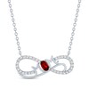 Thumbnail Image 0 of Oval-Cut Garnet & White Lab-Created Sapphire "Mom" Infinity Necklace Sterling Silver 18"
