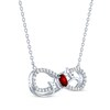 Thumbnail Image 1 of Oval-Cut Garnet & White Lab-Created Sapphire "Mom" Infinity Necklace Sterling Silver 18"