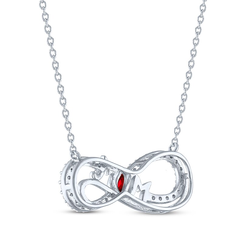 Oval-Cut Garnet & White Lab-Created Sapphire "Mom" Infinity Necklace Sterling Silver 18"
