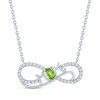 Thumbnail Image 1 of Oval-Cut Peridot & White Lab-Created Sapphire "Mom" Infinity Necklace Sterling Silver 18"