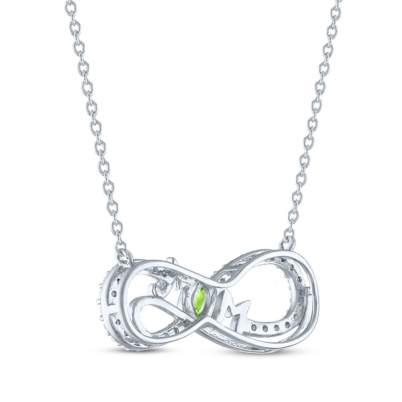 Main Image 3 of Oval-Cut Peridot & White Lab-Created Sapphire "Mom" Infinity Necklace Sterling Silver 18"