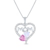 Thumbnail Image 0 of Pink Lab-Created Sapphire, Lab-Created Opal & White Lab-Created Sapphire "Mom" Heart Necklace Sterling Silver 18"