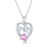 Thumbnail Image 1 of Pink Lab-Created Sapphire, Lab-Created Opal & White Lab-Created Sapphire "Mom" Heart Necklace Sterling Silver 18"